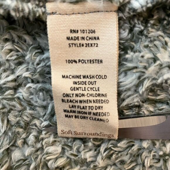Soft Surroundings Womens Gray Fleece Cardigan Sweater Sz Large One Button Light - Picture 10 of 12